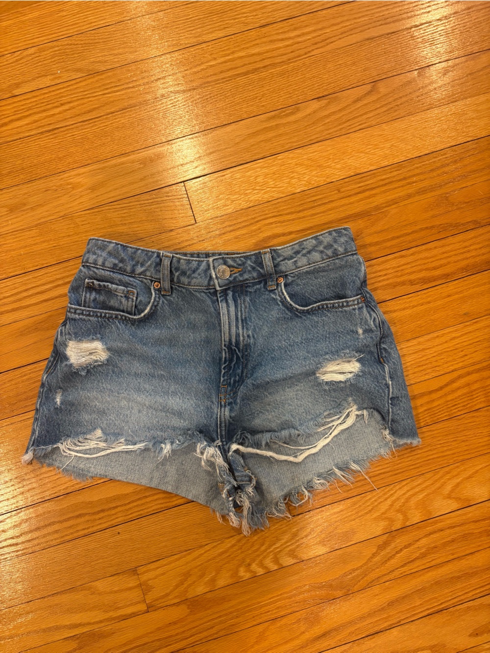 Distressed Blue Jean Cutoff Shorts